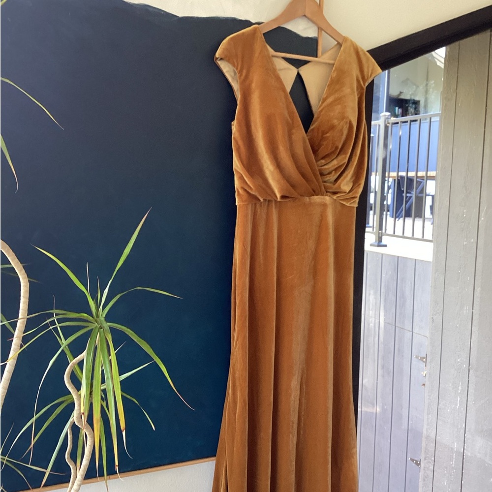 Chic Velvet Midi Dress in Gold